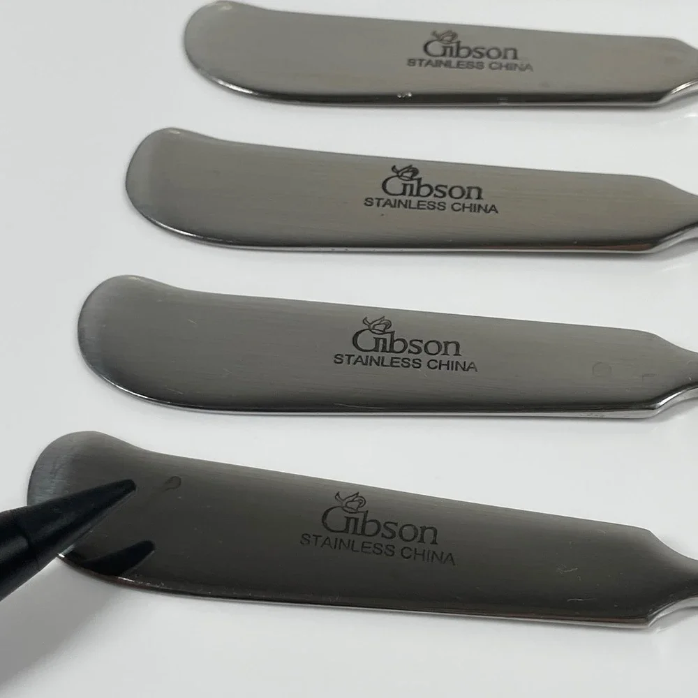 Gibson Stainless China Butter Spreader Set of 11 Hammered Handle Silver 5.75in